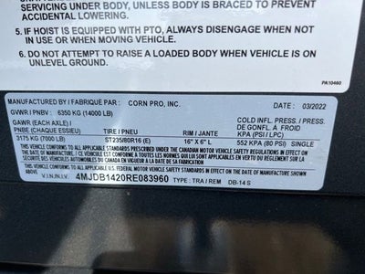 2024 CORN PRO TRAILER DB-14 S, 7K Base