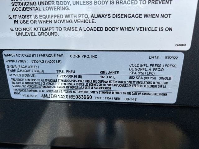 2024 CORN PRO TRAILER DB-14 S, 7K Base